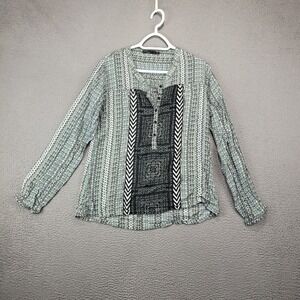 Prana Shirt Womens Medium Multicolor Vneck Lightweight Tribal Outdoor